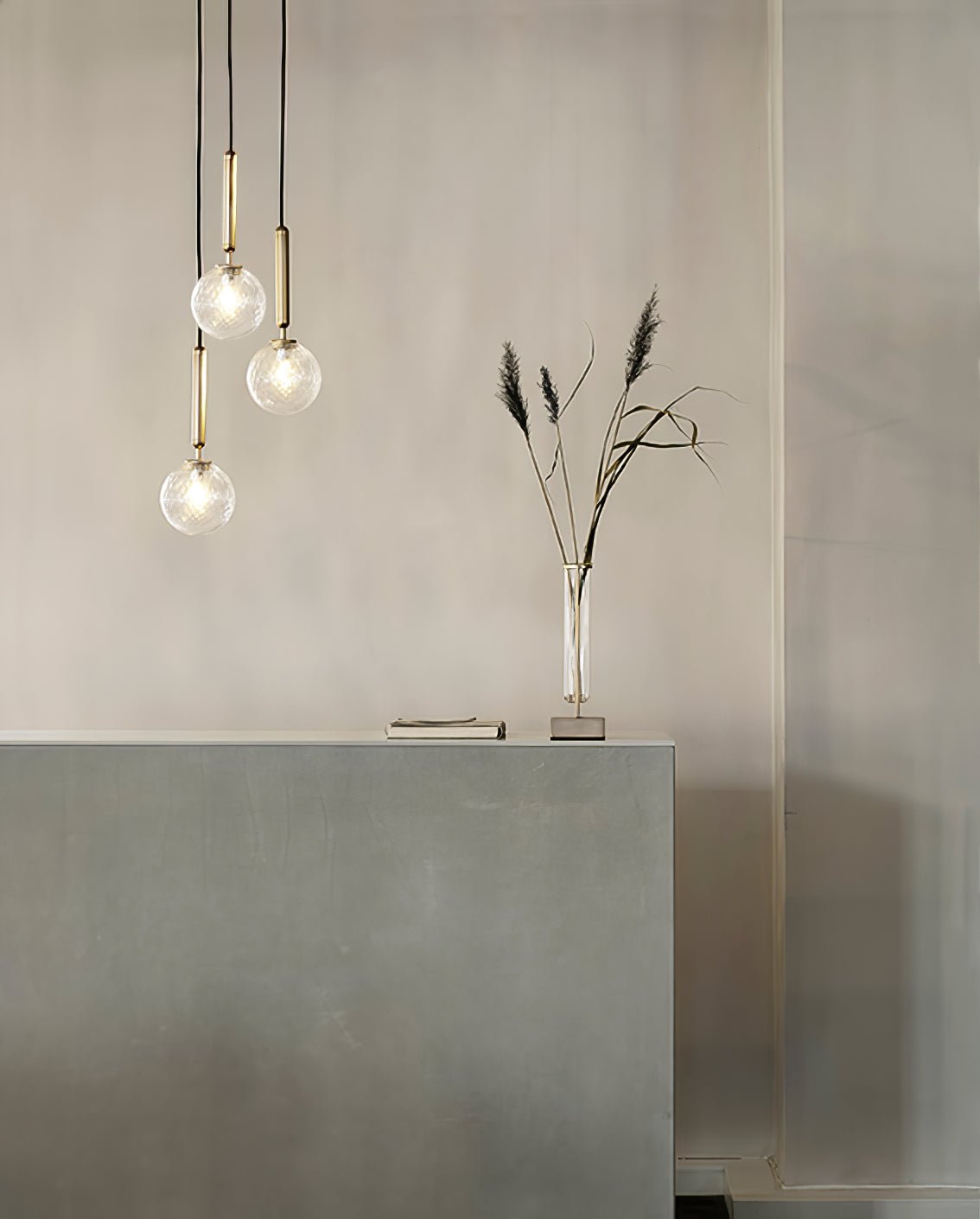 Elysian Glow Glass Sphere Pendant Swag Light with Brass Finish and Plug In Cord