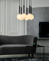 Elysian Glow Glass Sphere Pendant Swag Light with Brass Finish and Plug In Cord