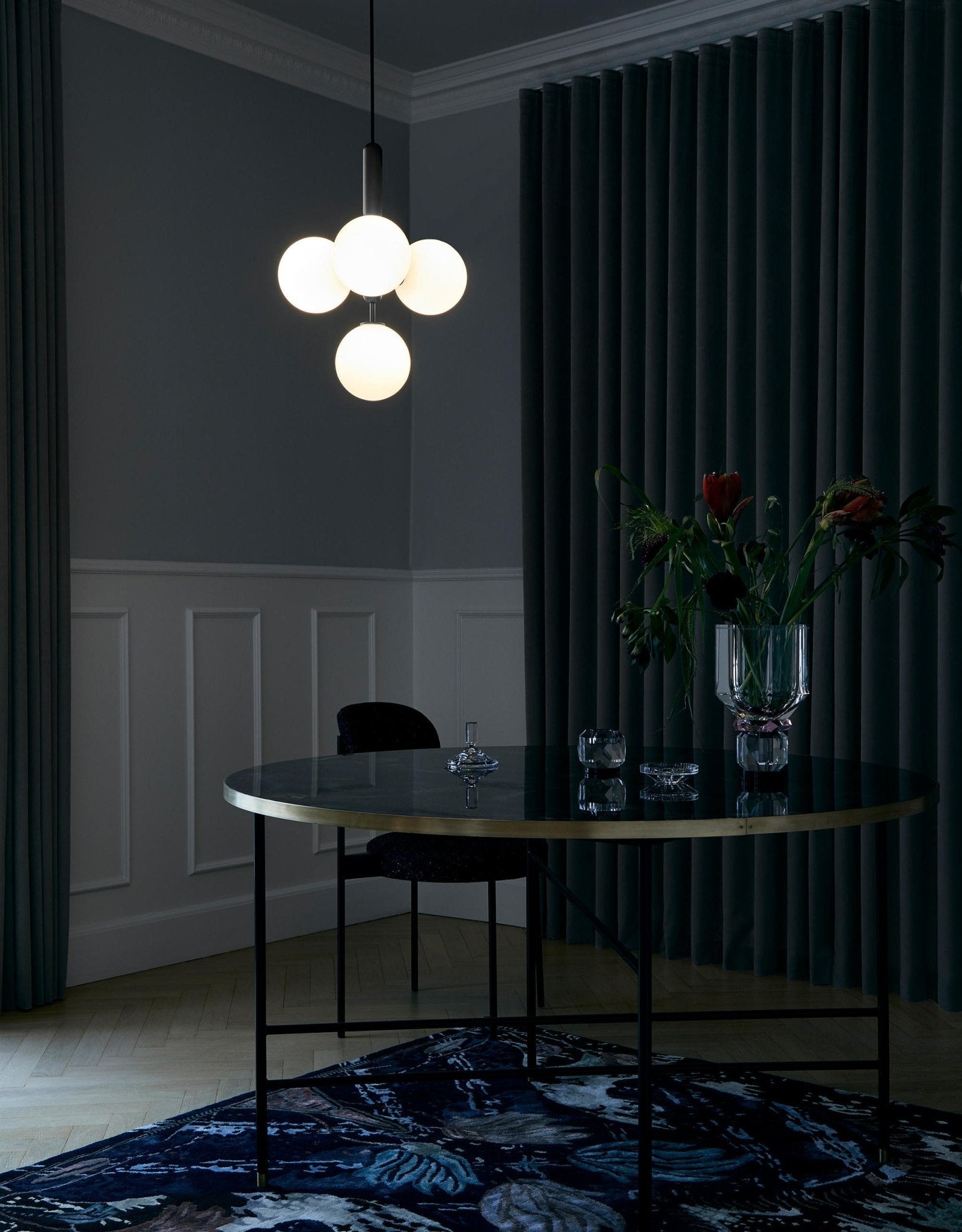 Elysian Glow Glass Sphere Pendant Swag Light with Brass Finish and Plug In Cord