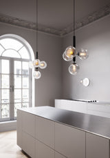 Elysian Glow Glass Sphere Pendant Swag Light with Brass Finish and Plug In Cord