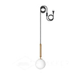 Elysian Glow Glass Sphere Pendant Swag Light with Brass Finish and Plug In Cord