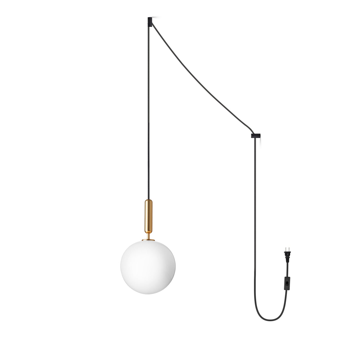 Elysian Glow Glass Sphere Pendant Swag Light with Brass Finish and Plug In Cord