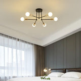 Modern 6 Light Flush Mount Ceiling Light Fixture Metal Nordic Chandelier for Living Room Bedroom
