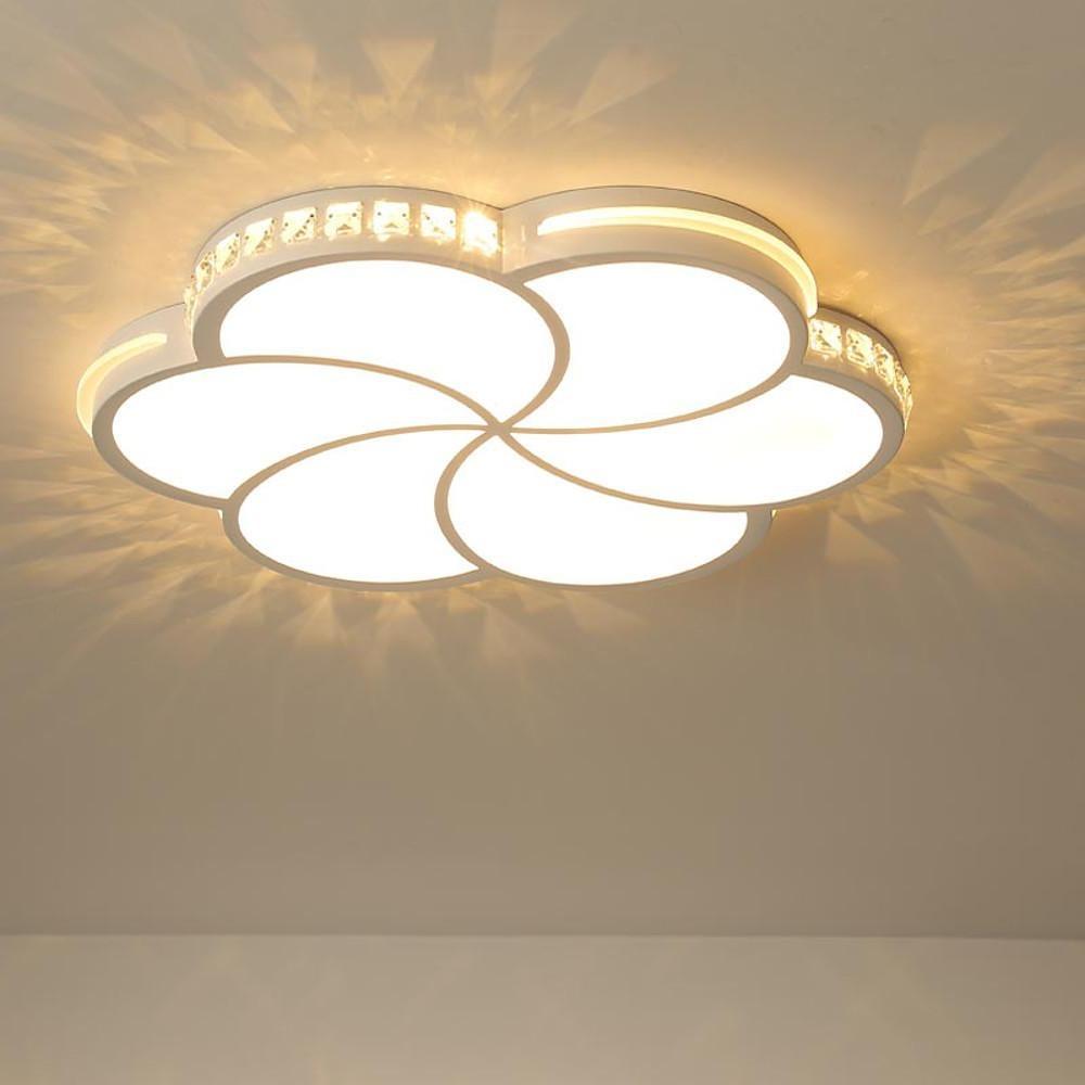 Modern Flower Shaped LED Flush Mount Ceiling Light Dimmable Geometric Metal Fixture