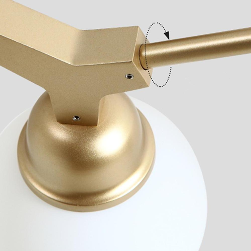 Modern 6 Light Sputnik Semi Flush Mount Ceiling Light with White Opal Glass Globes Gold Finish 31 Inch