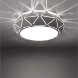 Modern Geometric Drum Shaped LED Flush Mount Ceiling Light for Living Room and Bedroom
