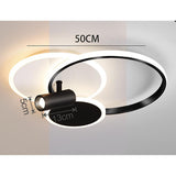 Modern Black Ring LED Flush Mount Ceiling Light with Integrated Spotlights for Living Room