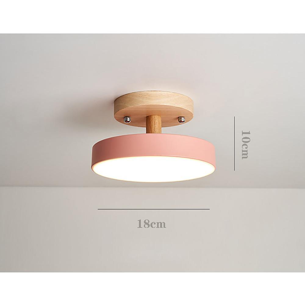 Modern Bamboo and Metal Drum Flush Mount LED Ceiling Light for Kitchen and Bedroom