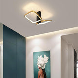 Modern Geometric Square Gold LED Flush Mount Ceiling Lamp for Contemporary Home Interiors