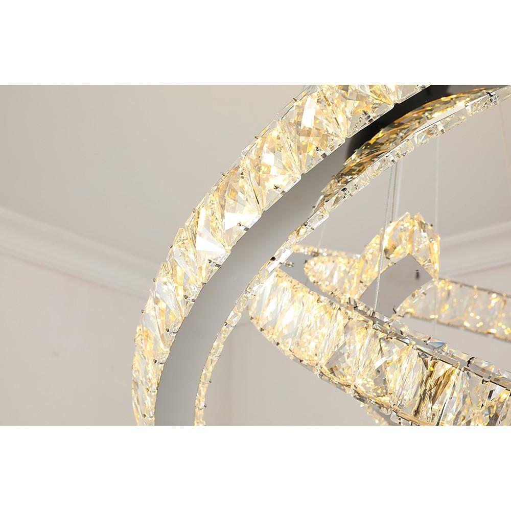 Modern Wave Crystal LED Flush Mount Ceiling Light Stainless Steel Fixture for Dining Room
