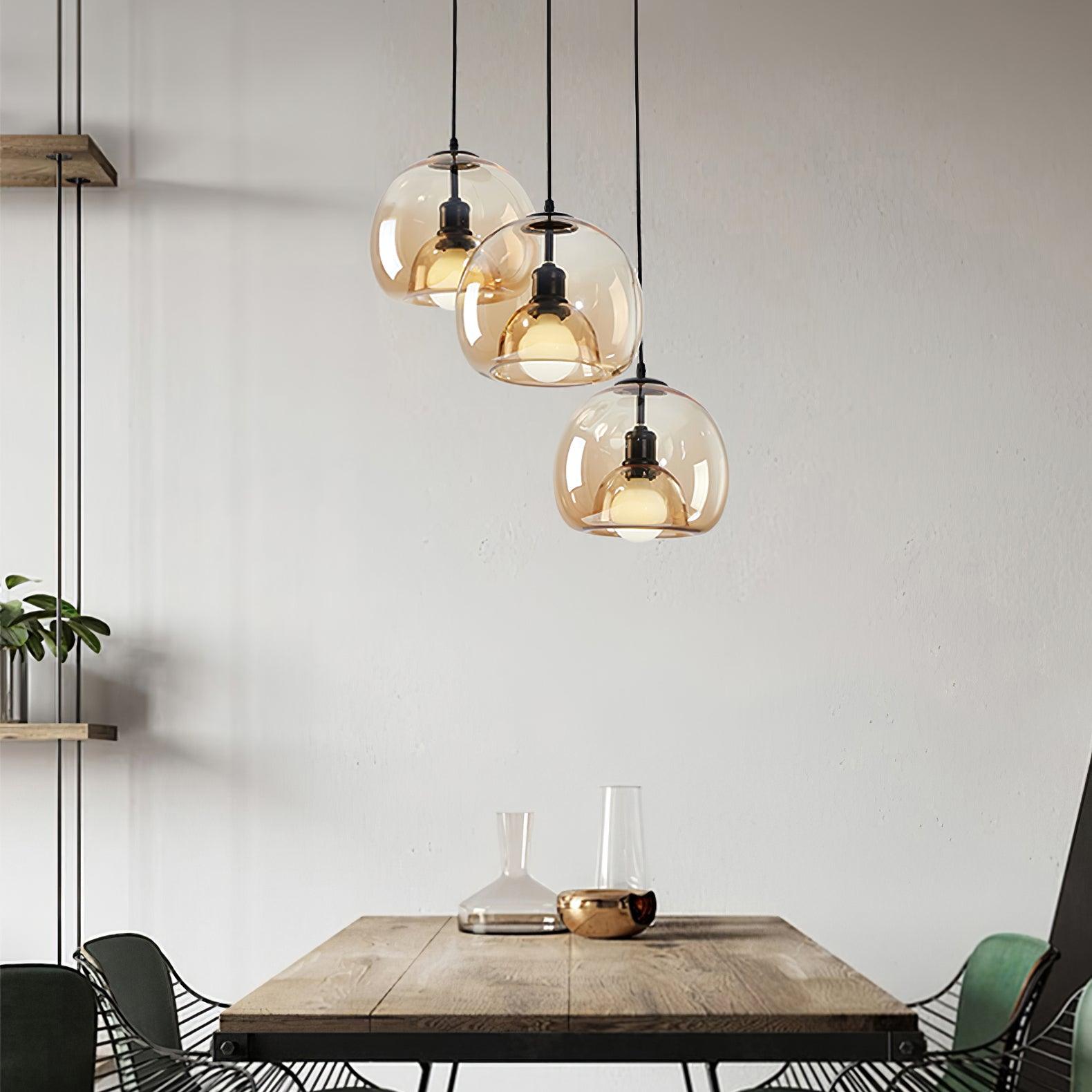 Eres Translucent Oval Glass Droplight Pendant Lamp for Modern Interior Ceiling Decor