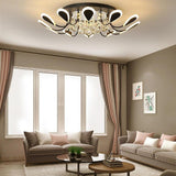 Modern Flower Petal Dimmable LED Crystal Flush Mount Ceiling Lamp
