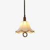 Eryn Mid Century Modern Beige Fabric Pendant Light with Walnut Wood Frame Hanging Ceiling Lamp