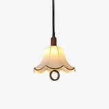 Eryn Mid Century Modern Beige Fabric Pendant Light with Walnut Wood Frame Hanging Ceiling Lamp