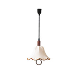 Eryn Mid Century Modern Beige Fabric Pendant Light with Walnut Wood Frame Hanging Ceiling Lamp