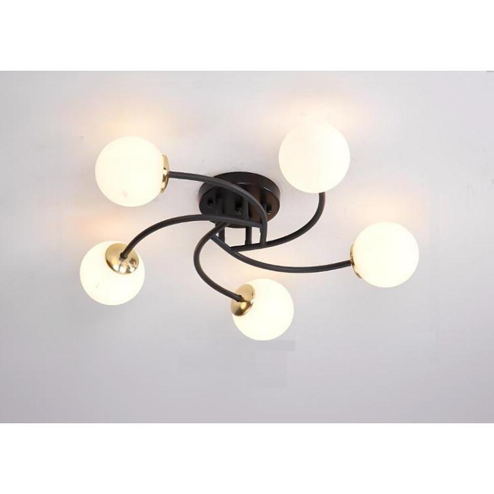 Modern Swirled Metal Flush Mount Light with Elegant Glass Globes for Ambient Bedroom Lighting