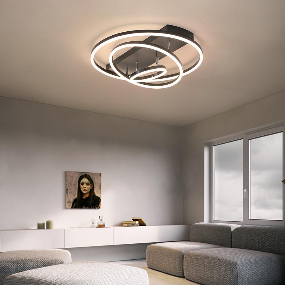 Modern 3 Ring Acrylic LED Flush Mount Ceiling Light Fixture for Living Room Bedroom