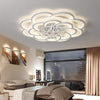 Flower Shaped LED Ceiling Light Flush Mount Fixture with Crystal Pendants for Bedroom Living Room