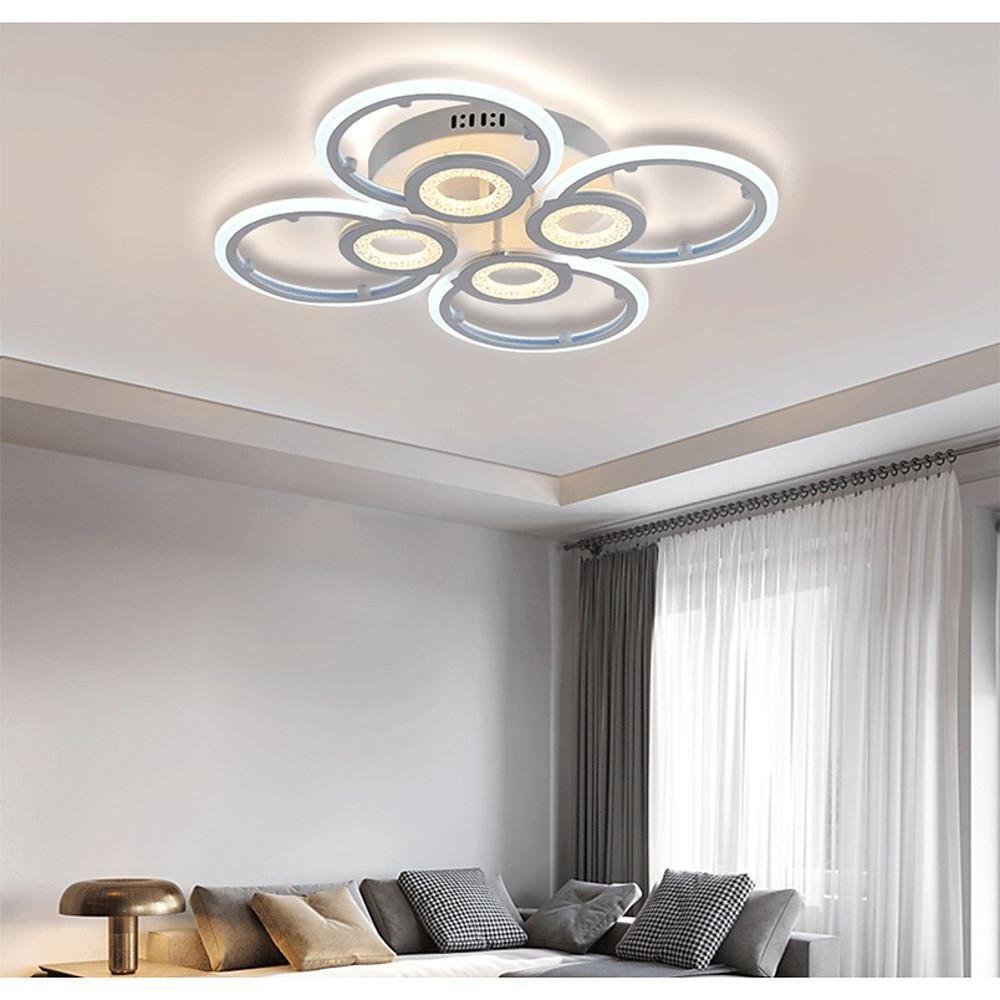 Modern Geometric Ring LED Flush Mount Ceiling Light for Bedroom Living Room White Metal Nordic Style