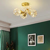Modern Copper 4 Globe Glass Flush Mount Ceiling Light for Living Room and Bedroom