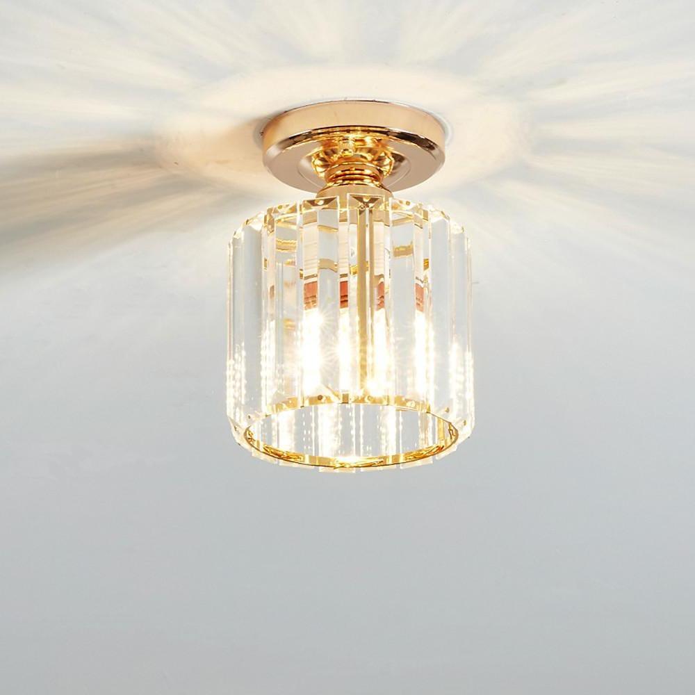 Modern Crystal LED Flush Mount Ceiling Light Industrial Metal Lamp for Hallway