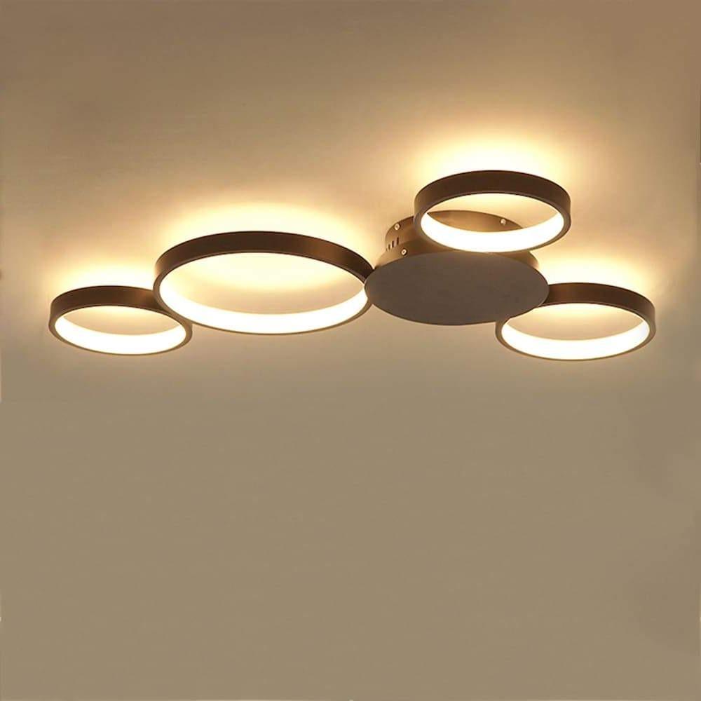 Modern LED Multi Circle Flush Mount Ceiling Light with Dimmable Tri Color Aluminum Rings