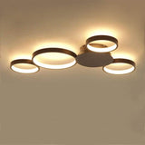 Modern LED Multi Circle Flush Mount Ceiling Light with Dimmable Tri Color Aluminum Rings