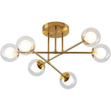 Modern 6 Light Glass Globe LED Flush Mount Ceiling Lamp for Living Room and Bedroom Lighting