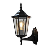European Retro Hexagonal Outdoor Wall Light Waterproof Exterior Sconce in Aluminum and Glass