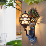European Retro Peacock Outdoor Wall Light Waterproof Aluminum Exterior Garden Sconce