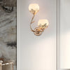 European Style 2 Light Glass Flower Wall Sconce Retro Interior Wall Lamp in Gold or Silver