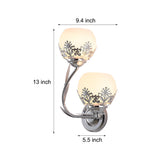 European Style 2 Light Glass Flower Wall Sconce Retro Interior Wall Lamp in Gold or Silver
