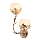 European Style 2 Light Glass Flower Wall Sconce Retro Interior Wall Lamp in Gold or Silver