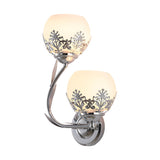 European Style 2 Light Glass Flower Wall Sconce Retro Interior Wall Lamp in Gold or Silver