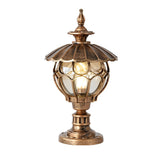 European Style Cognac Glass Flower Ball Pillar Lamp Waterproof Outdoor Post Light