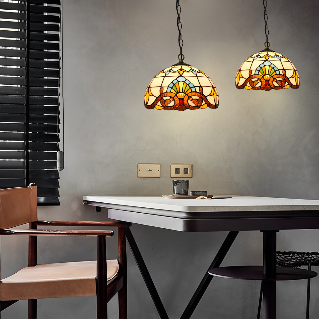 European Style Colorful Stained Glass Chandelier Handmade Vintage Baroque Hanging Light