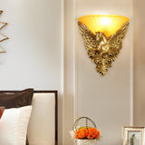 European Style Horse Head Wall Sconce Luxury Resin Gold Decorative Light for Bedroom