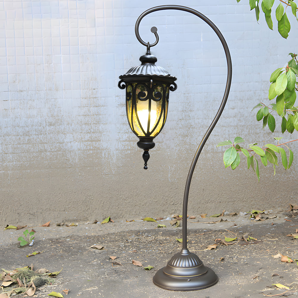 European Style Outdoor Lawn Light with Raindrop Glass Shade Waterproof Aluminum Garden Pathway Lamp