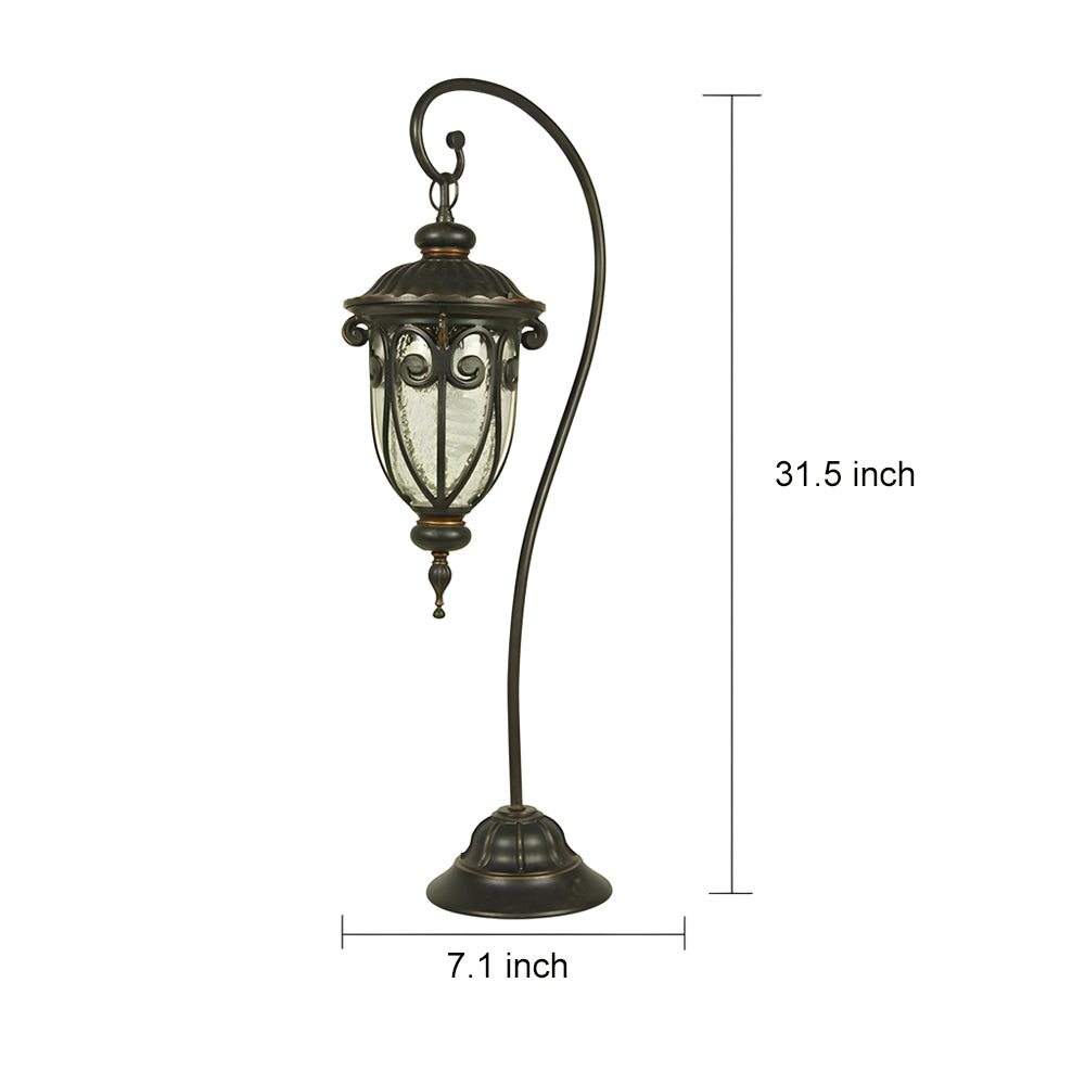 European Style Outdoor Lawn Light with Raindrop Glass Shade Waterproof Aluminum Garden Pathway Lamp