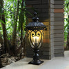 European Style Outdoor Pillar Lamp with Bubble Glass Shade Waterproof Black Aluminum Post Light