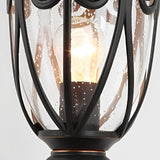 European Style Outdoor Pillar Lamp with Bubble Glass Shade Waterproof Black Aluminum Post Light