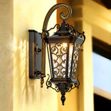 European Style Outdoor Wall Lamp Waterproof Black Aluminum Exterior Sconce for Porch and Garden