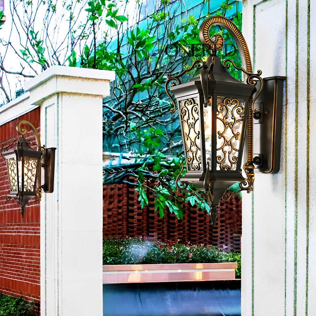 European Style Outdoor Wall Lamp Waterproof Black Aluminum Exterior Sconce for Porch and Garden