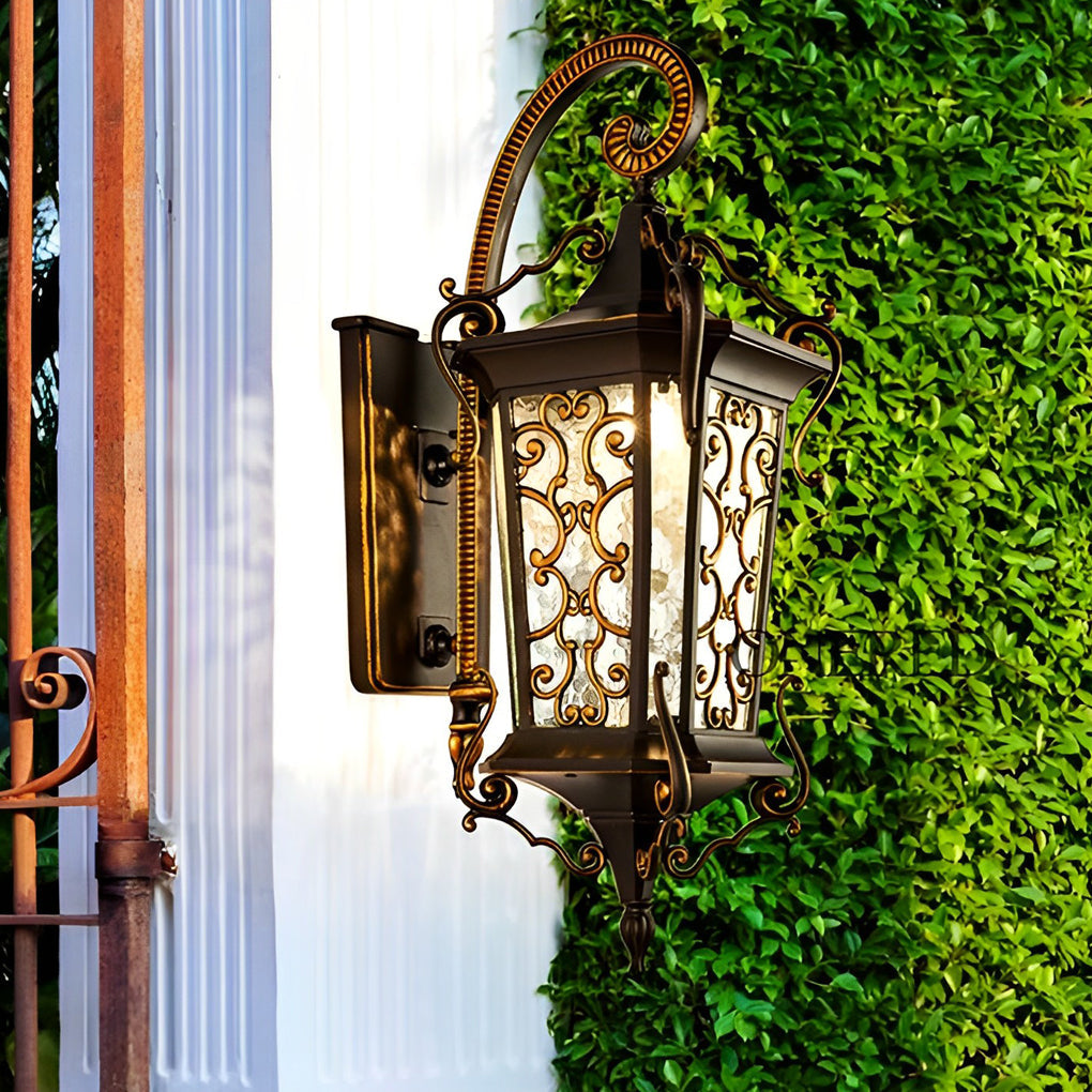 European Style Outdoor Wall Lamp Waterproof Black Aluminum Exterior Sconce for Porch and Garden
