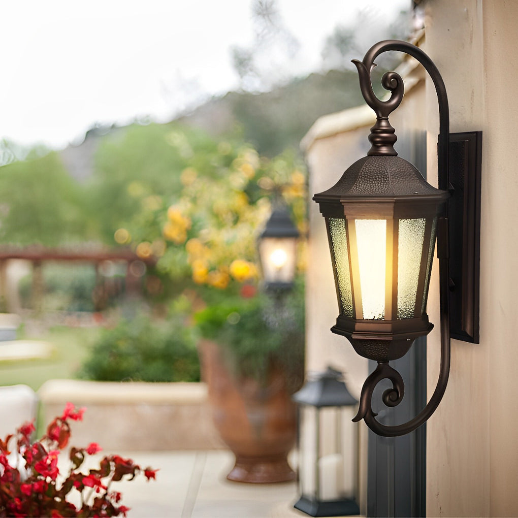 European Style Retro Outdoor Wall Sconce Waterproof Aluminum Exterior Light for Porch and Garden