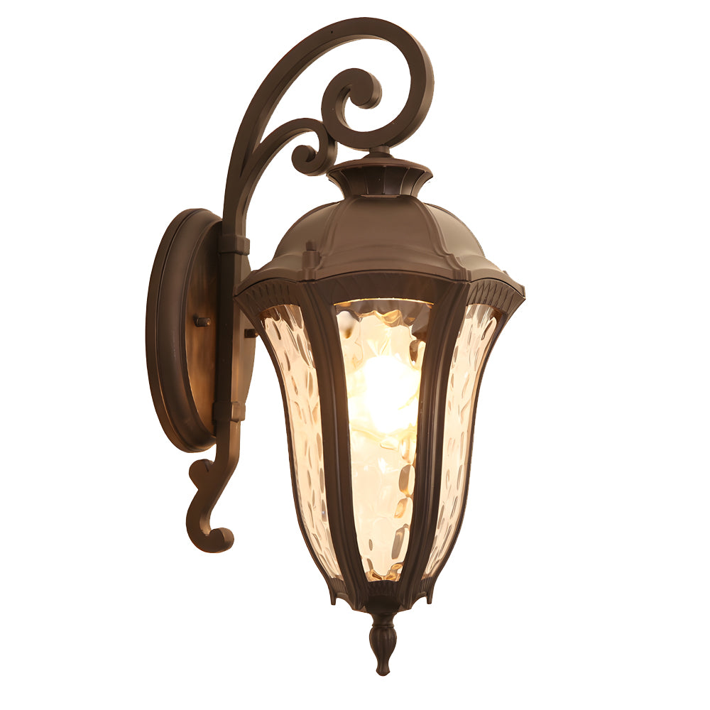 European Style Waterproof Die Cast Aluminum Outdoor Wall Sconce for Garden and Porch in Coffee Gold