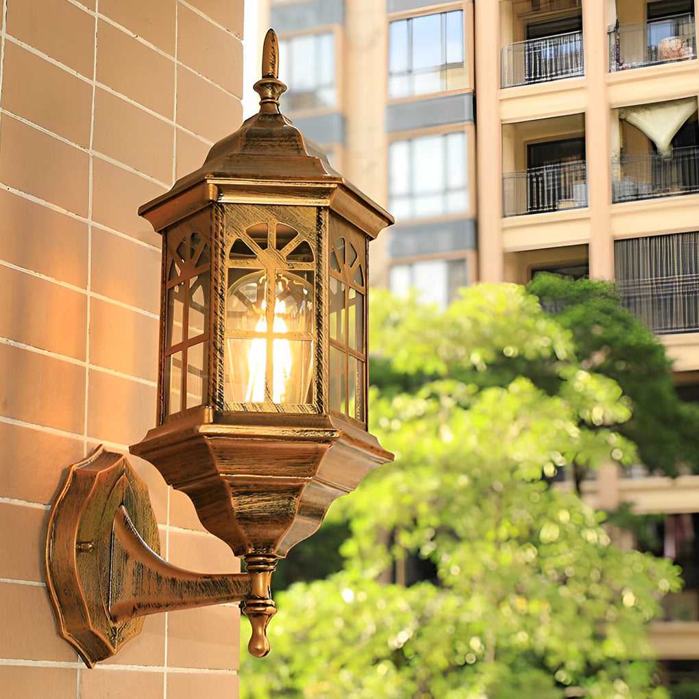 European Style Waterproof Outdoor Wall Lantern Glass Sconce Rustproof Exterior Porch Lighting