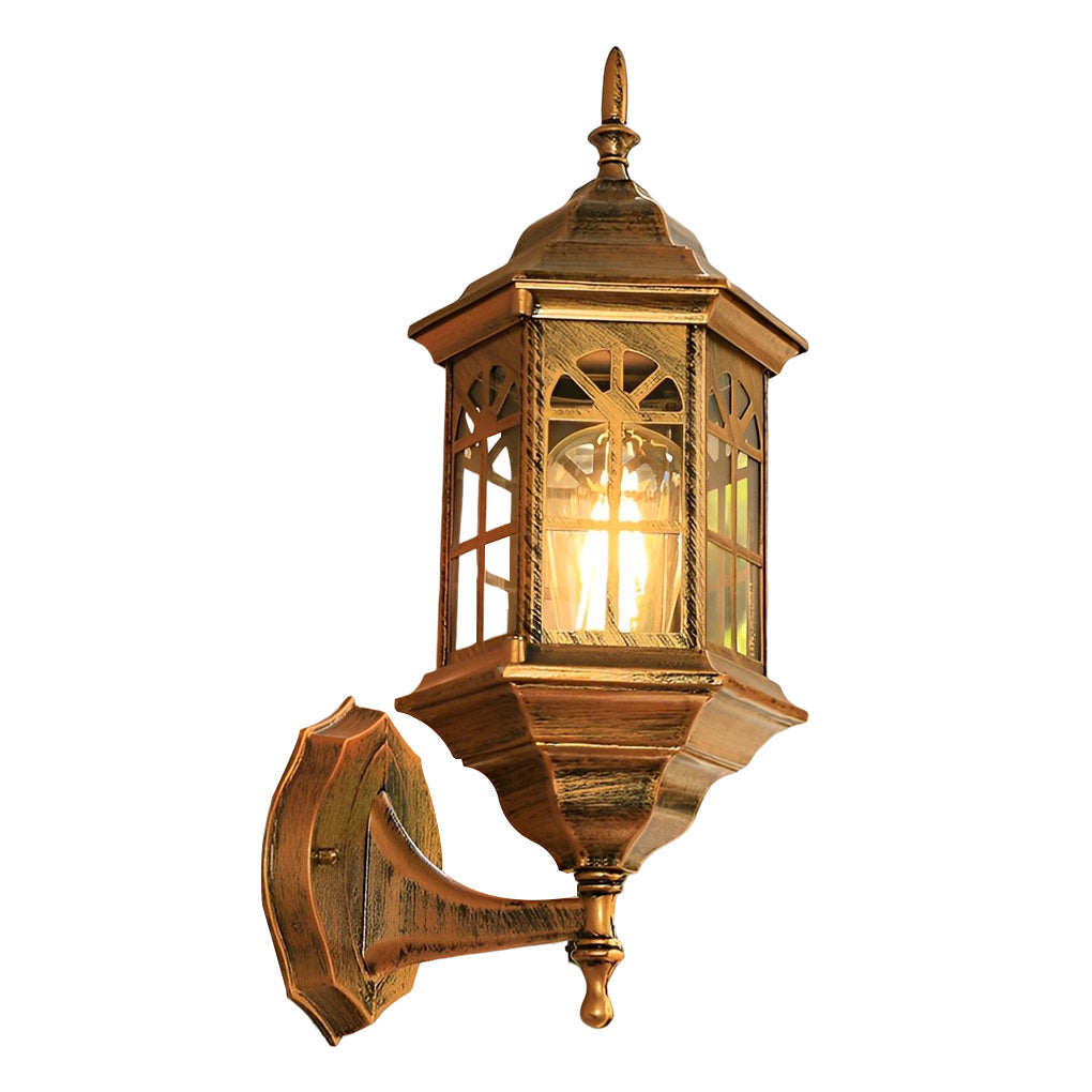 European Style Waterproof Outdoor Wall Lantern Glass Sconce Rustproof Exterior Porch Lighting