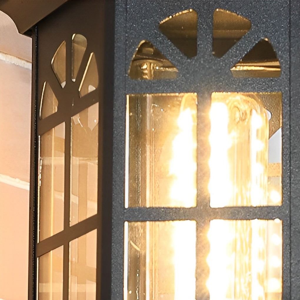 European Style Waterproof Outdoor Wall Lantern Glass Sconce Rustproof Exterior Porch Lighting
