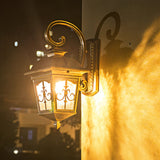 European Style Waterproof Outdoor Wall Lantern Retro LED Glass Exterior Sconce for Garden and Villa